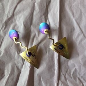 Signed Holly Yashi Colorful Geometric Earrings